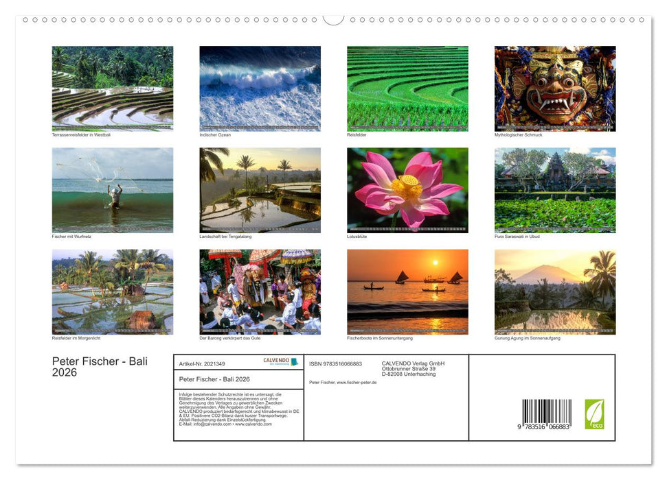 Peter Fischer - Bali 2026 (CALVENDO Premium Wandkalender 2026)