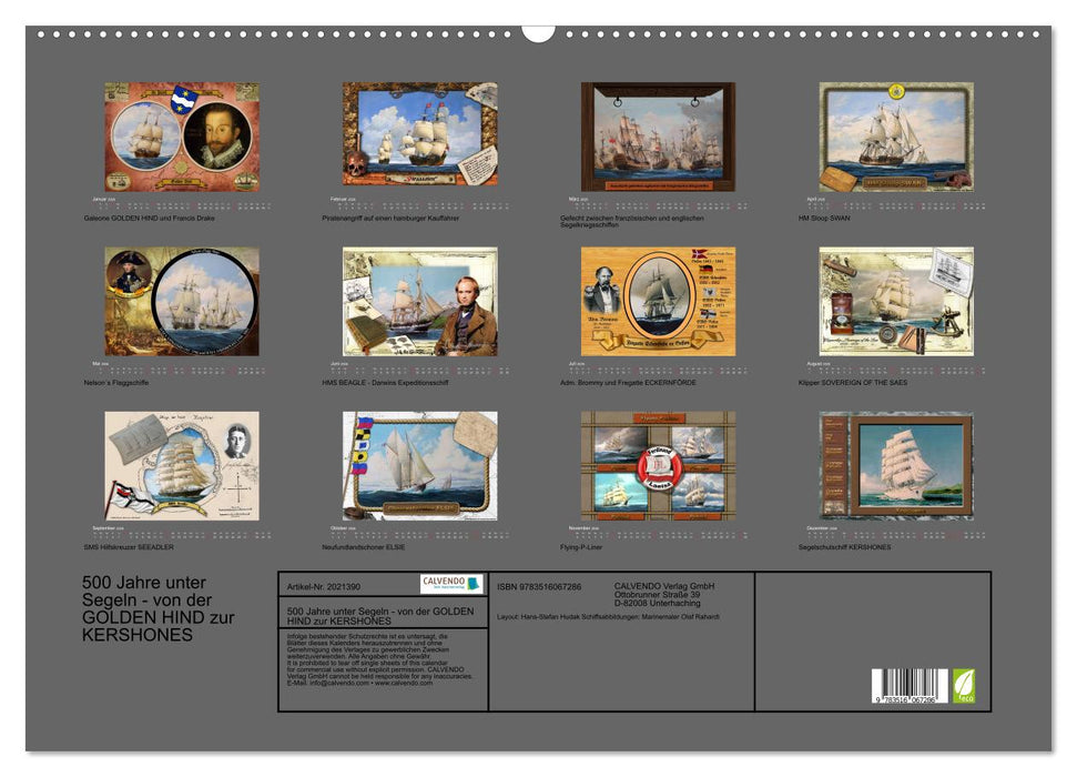 500 Jahre unter Segeln - von der GOLDEN HIND zur KERSHONES (CALVENDO Wandkalender 2026)