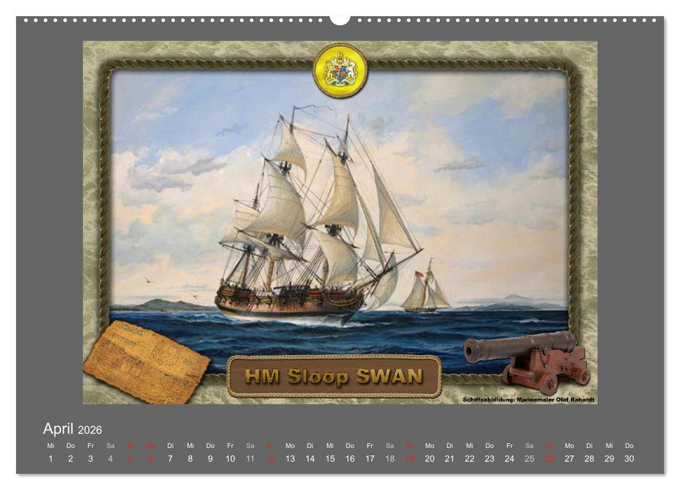 500 Jahre unter Segeln - von der GOLDEN HIND zur KERSHONES (CALVENDO Wandkalender 2026)