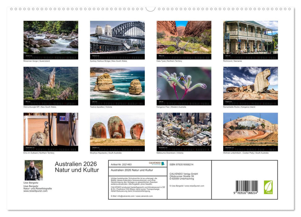 Australien 2026 Natur und Kultur (CALVENDO Premium Wandkalender 2026)