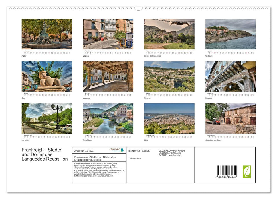 Frankreich- Städte und Dörfer des Languedoc-Roussillon (CALVENDO Premium Wandkalender 2026)
