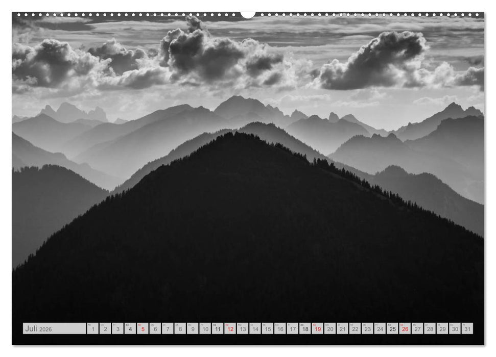 Bergpixels Schwarz-Weiße Gebirgsträume (CALVENDO Premium Wandkalender 2026)