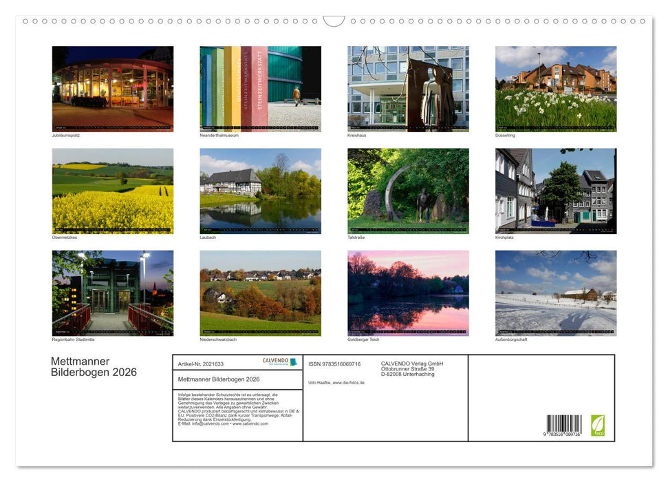 Mettmanner Bilderbogen 2026 (CALVENDO Wandkalender 2026)