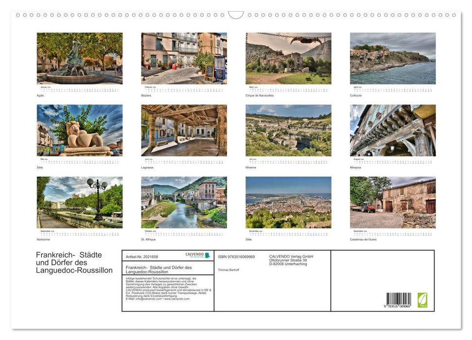 Frankreich- Städte und Dörfer des Languedoc-Roussillon (CALVENDO Wandkalender 2026)