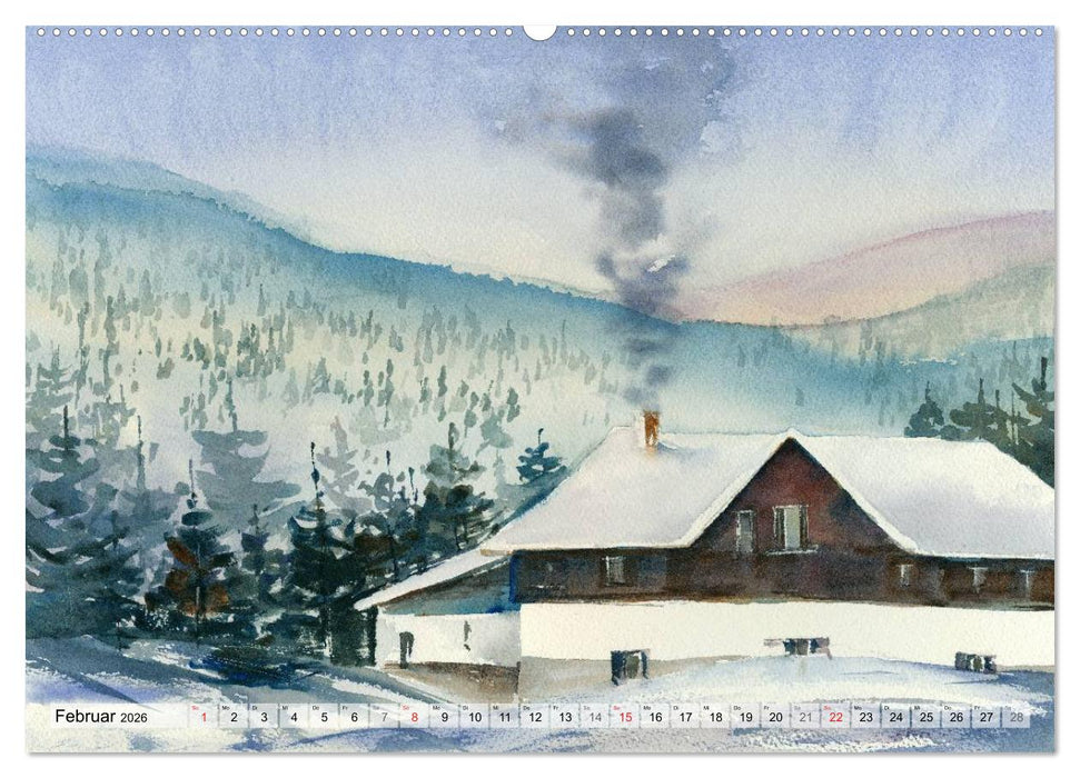 Jahreszeiten Aquarelle (CALVENDO Premium Wandkalender 2026)