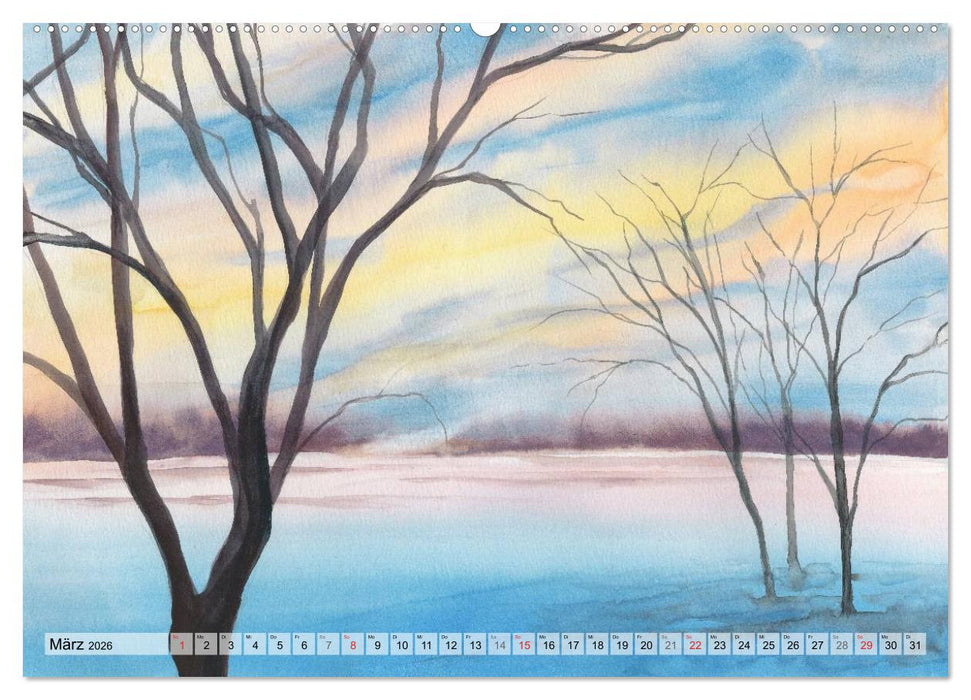 Jahreszeiten Aquarelle (CALVENDO Premium Wandkalender 2026)
