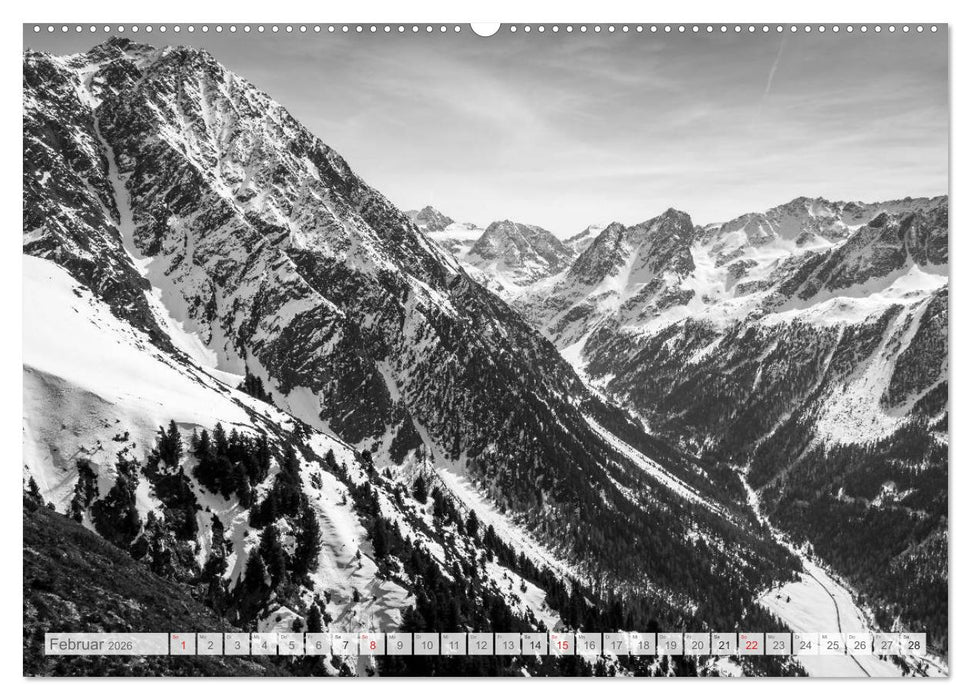 Bergpixels Schwarz-Weiße Gebirgsträume (CALVENDO Wandkalender 2026)