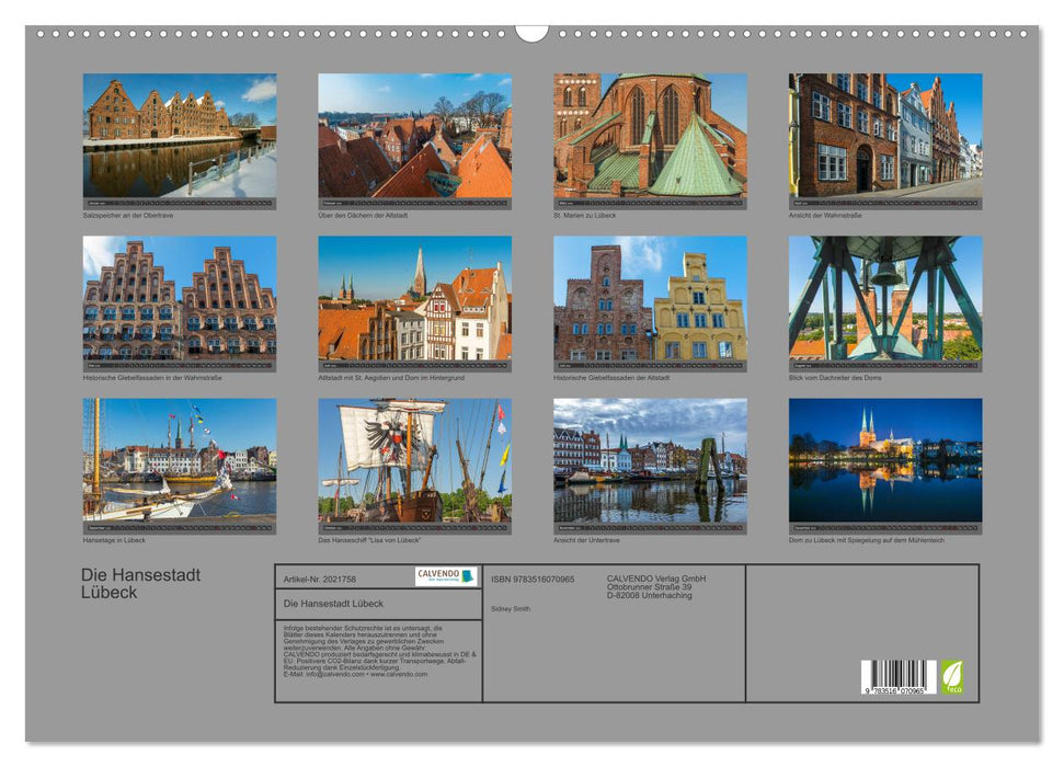 Die Hansestadt Lübeck (CALVENDO Wandkalender 2026)