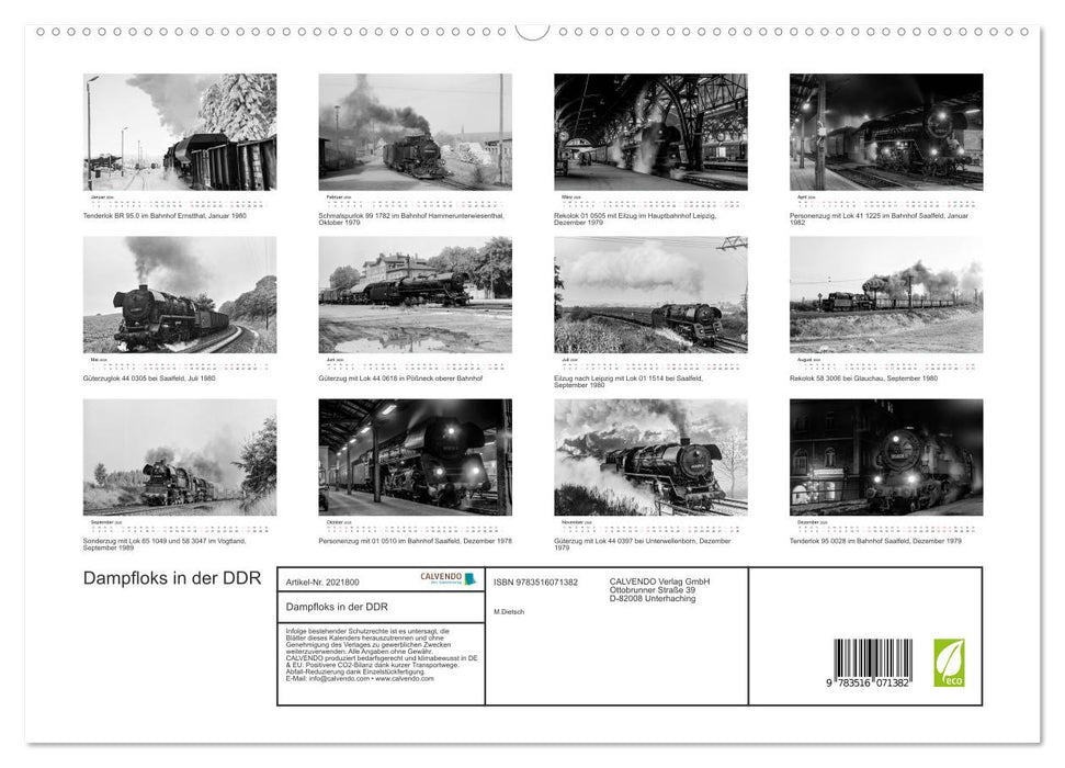 Dampfloks in der DDR (CALVENDO Premium Wandkalender 2026)