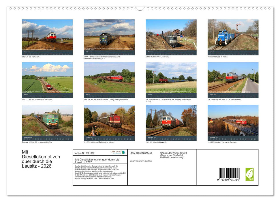 Mit Diesellokomotiven quer durch die Lausitz - 2026 (CALVENDO Premium Wandkalender 2026)