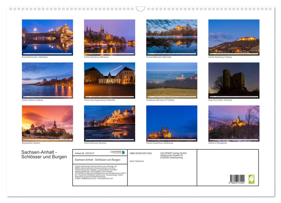Sachsen-Anhalt - Schlösser und Burgen (CALVENDO Wandkalender 2026)