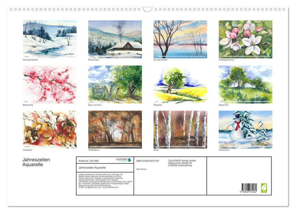 Jahreszeiten Aquarelle (CALVENDO Wandkalender 2026)
