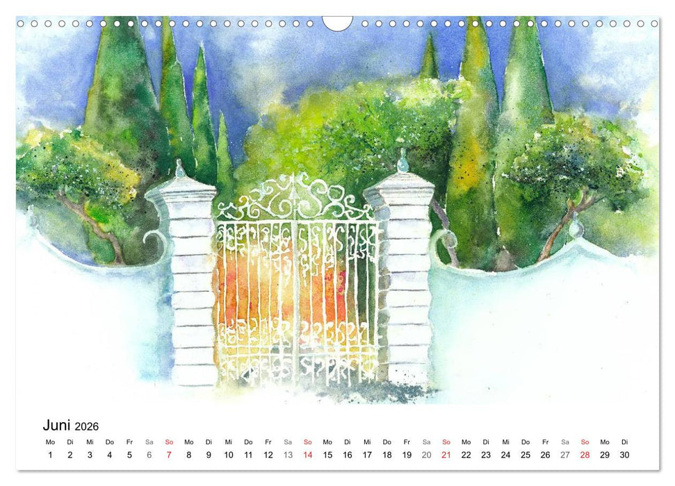 Toskana Aquarelle (CALVENDO Wandkalender 2026)