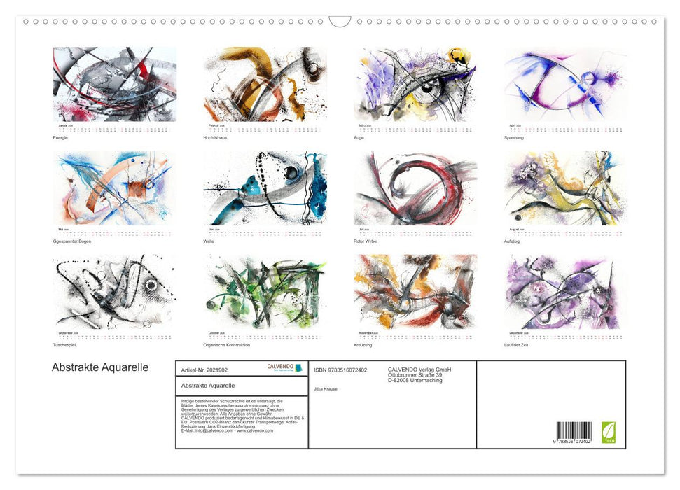 Abstrakte Aquarelle (CALVENDO Wandkalender 2026)