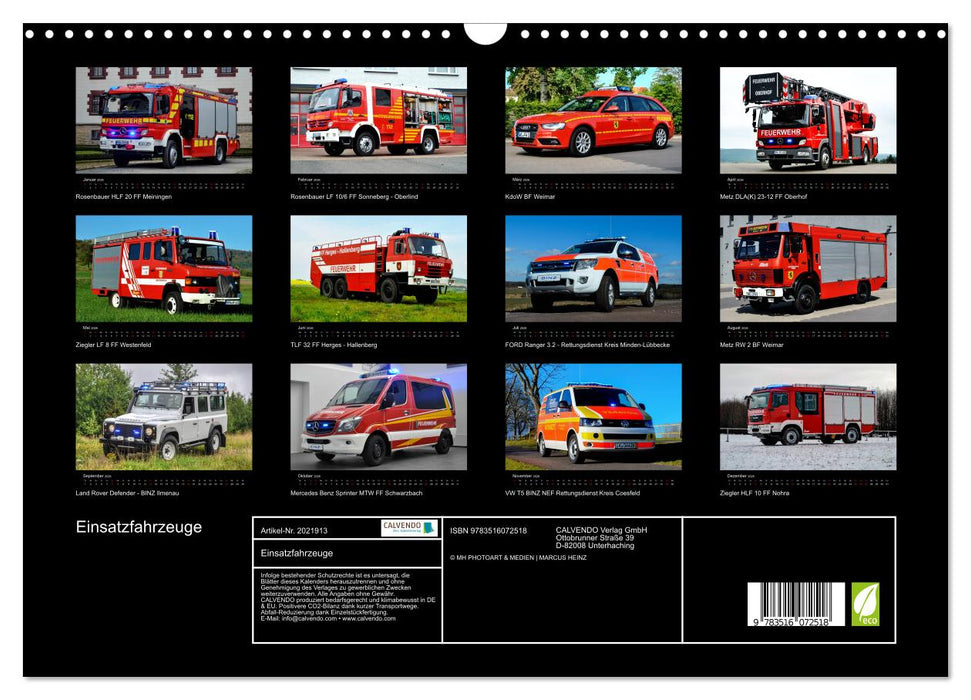 Einsatzfahrzeuge (CALVENDO Wandkalender 2026)