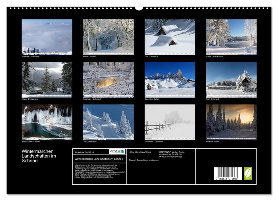Wintermärchen Landschaften im Schnee (CALVENDO Premium Wandkalender 2026)