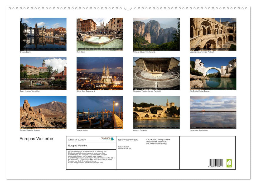 Europas Welterbe (CALVENDO Wandkalender 2026)