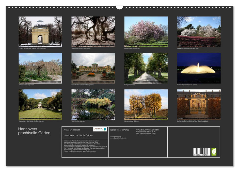 Hannovers prachtvolle Gärten (CALVENDO Wandkalender 2026)