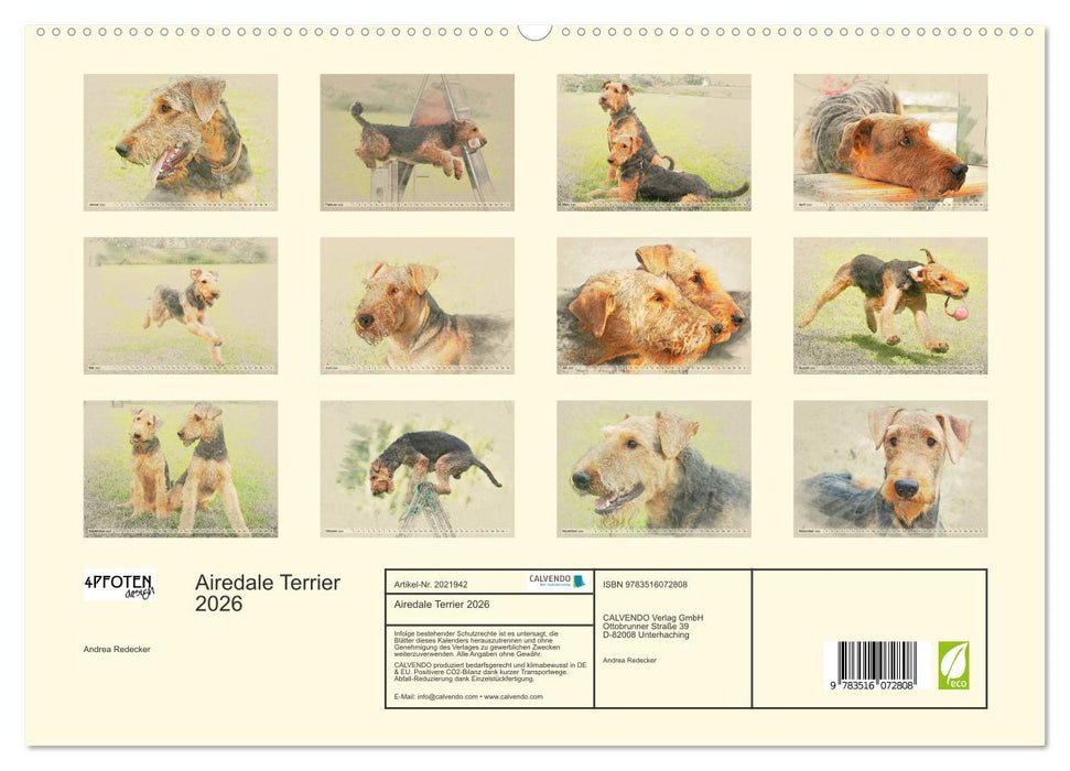 Airedale Terrier 2026 (CALVENDO Premium Wandkalender 2026)