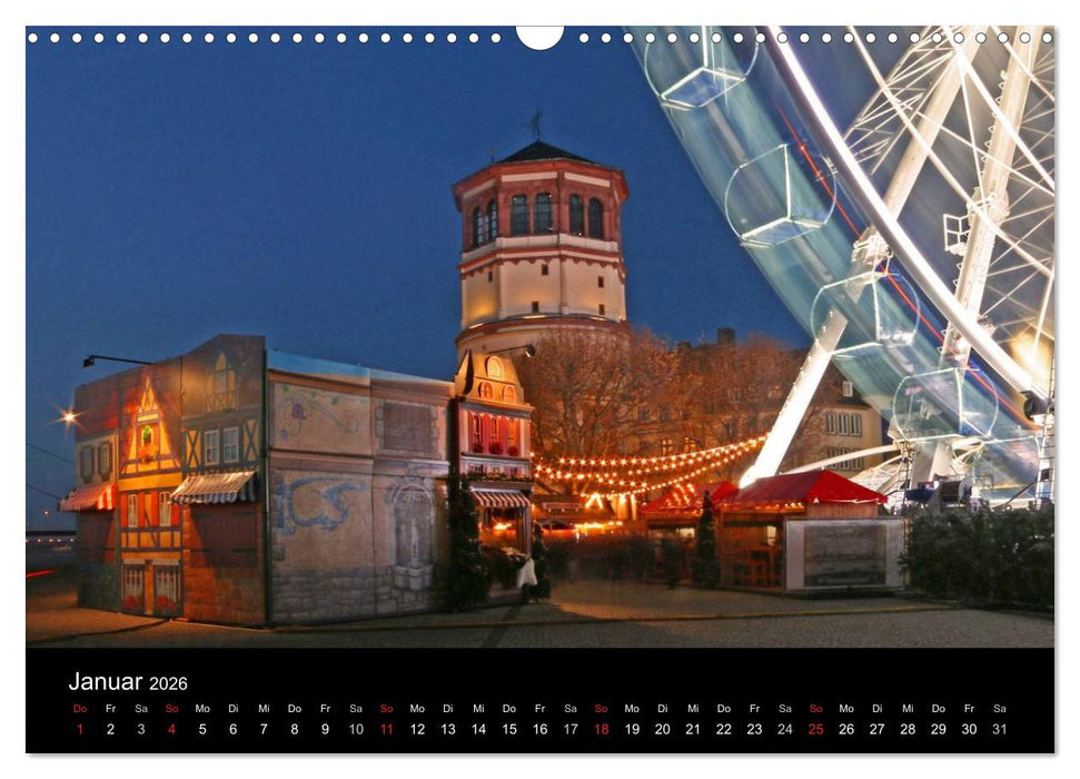Düsseldorf Abendstimmungen und Nachtansichten (CALVENDO Wandkalender 2026)