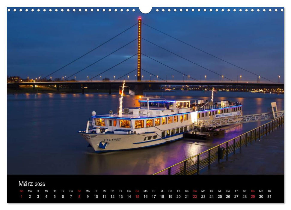 Düsseldorf Abendstimmungen und Nachtansichten (CALVENDO Wandkalender 2026)