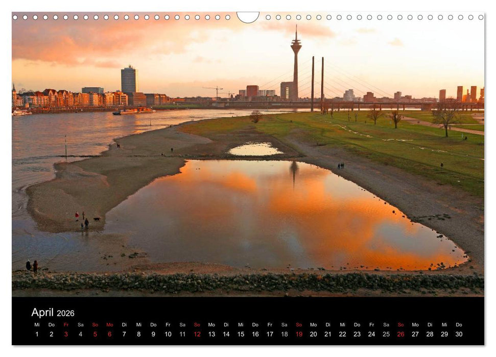 Düsseldorf Abendstimmungen und Nachtansichten (CALVENDO Wandkalender 2026)