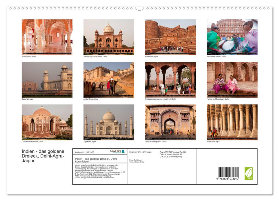 Indien - das goldene Dreieck, Delhi-Agra-Jaipur (CALVENDO Premium Wandkalender 2026)