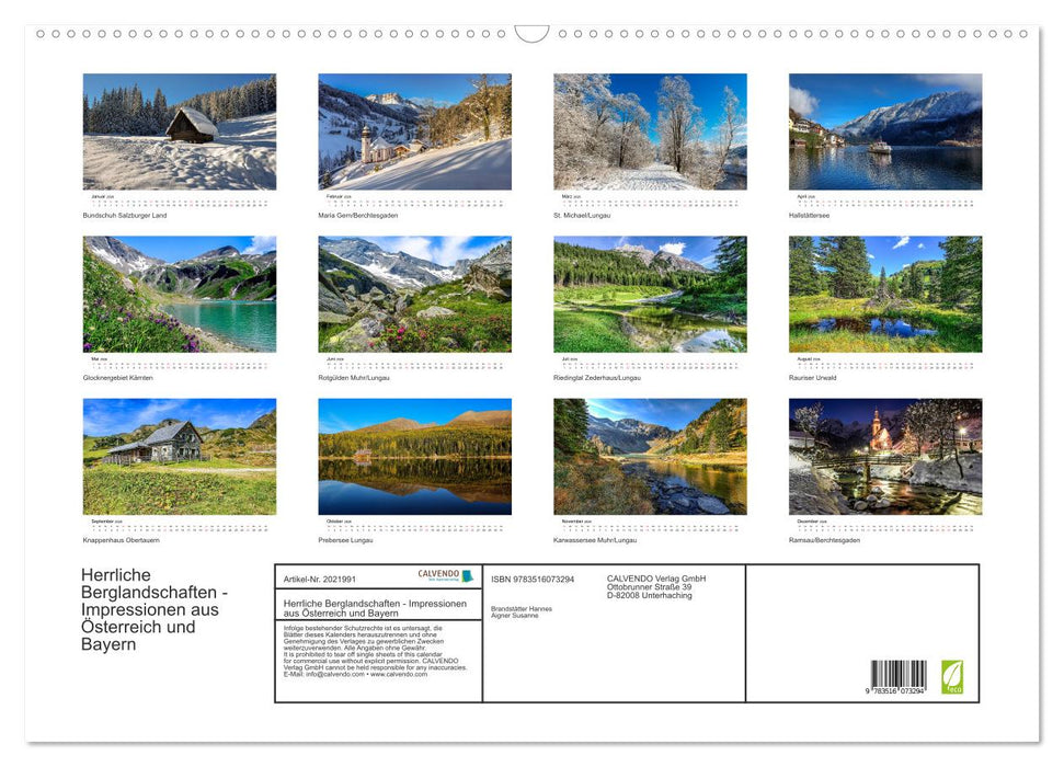 Herrliche Berglandschaften - Impressionen aus Österreich und Bayern (CALVENDO Wandkalender 2026)