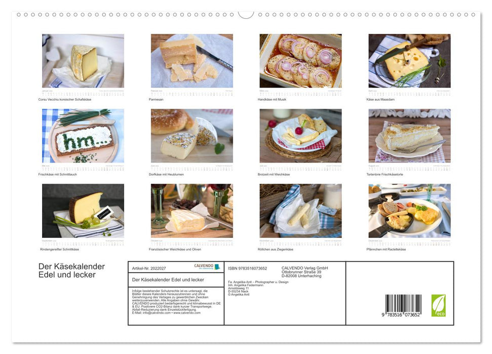 Der Käsekalender Edel und lecker (CALVENDO Premium Wandkalender 2026)