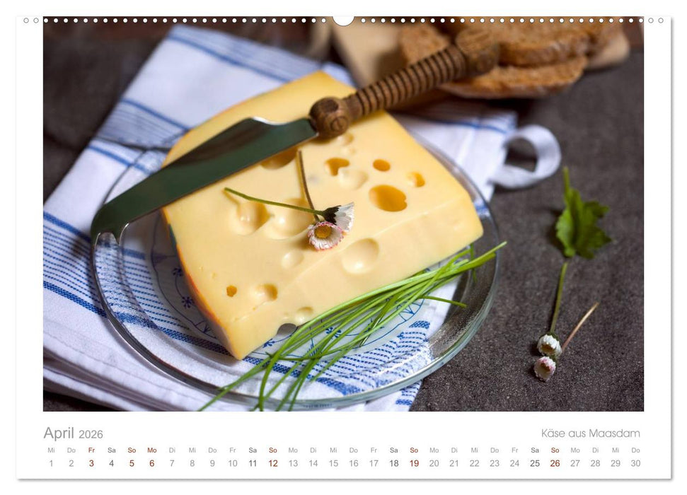 Der Käsekalender Edel und lecker (CALVENDO Premium Wandkalender 2026)