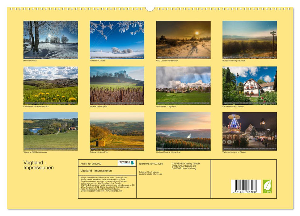 Vogtland - Impressionen (CALVENDO Premium Wandkalender 2026)