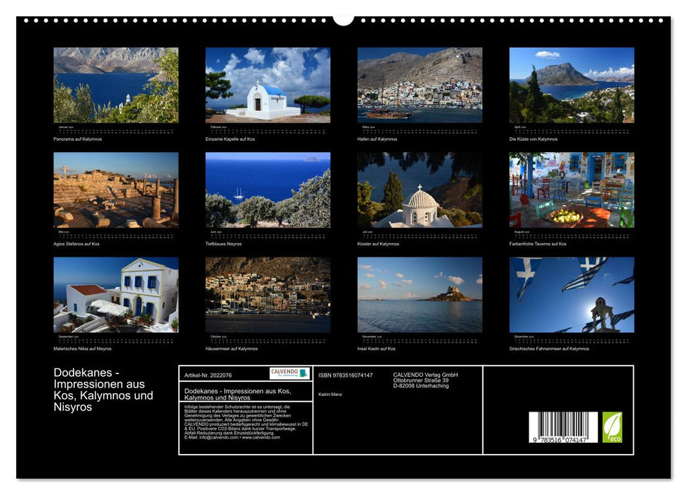 Dodekanes - Impressionen aus Kos, Kalymnos und Nisyros (CALVENDO Premium Wandkalender 2026)