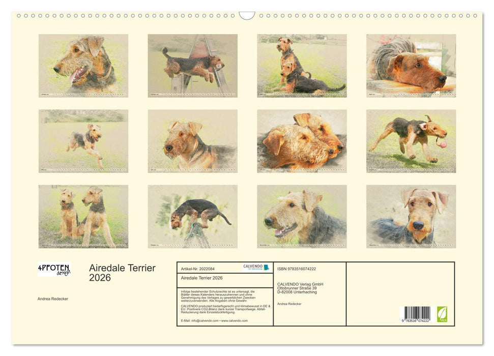 Airedale Terrier 2026 (CALVENDO Wandkalender 2026)