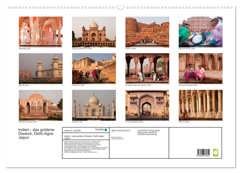 Indien - das goldene Dreieck, Delhi-Agra-Jaipur (CALVENDO Wandkalender 2026)