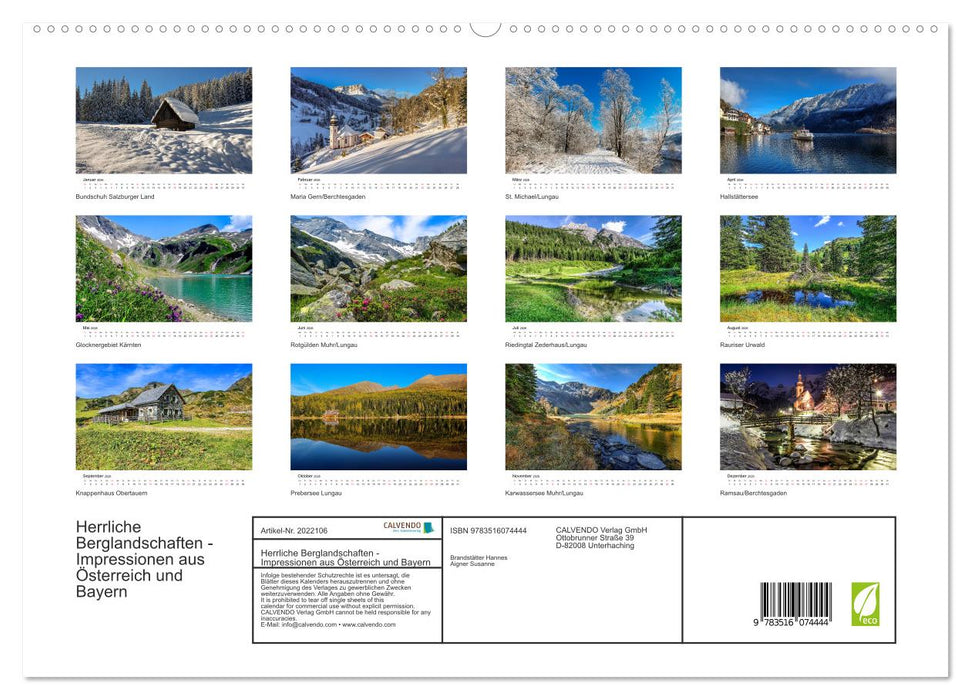 Herrliche Berglandschaften - Impressionen aus Österreich und Bayern (CALVENDO Premium Wandkalender 2026)