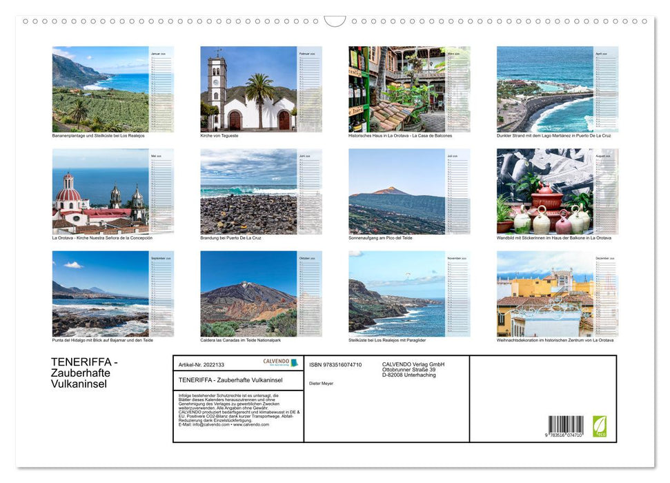 TENERIFFA - Zauberhafte Vulkaninsel (CALVENDO Wandkalender 2026)