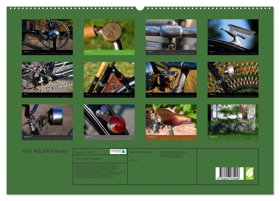 1937 ADLER Fahrrad (CALVENDO Premium Wandkalender 2026)
