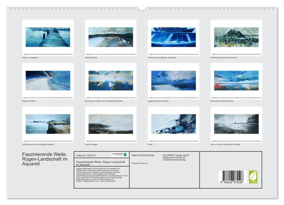 Faszinierende Weite. Rügen-Landschaft im Aquarell (CALVENDO Premium Wandkalender 2026)
