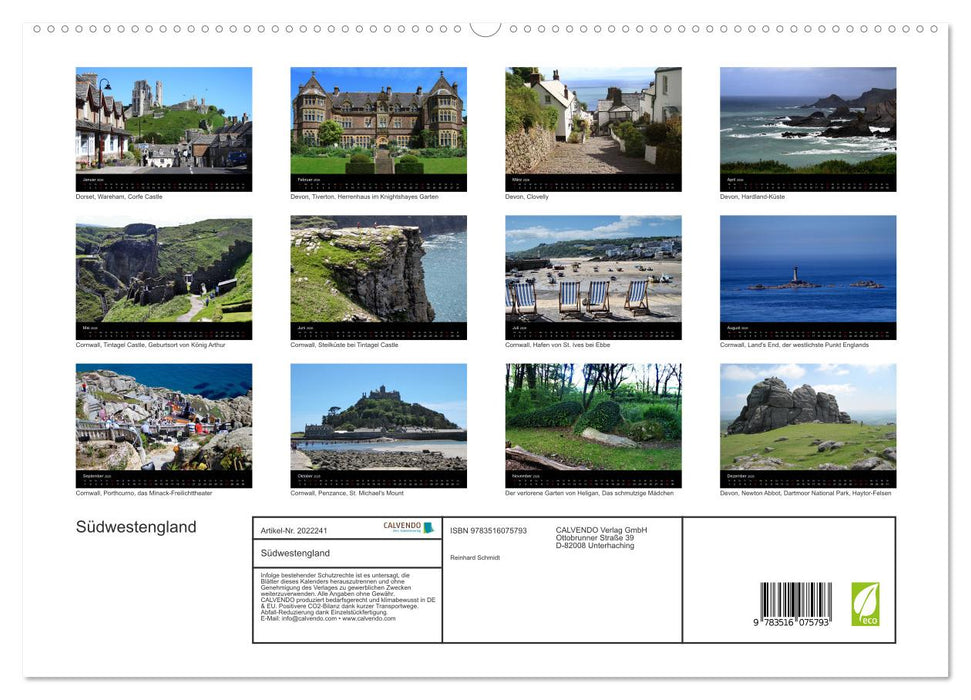 Südwestengland (CALVENDO Premium Wandkalender 2026)