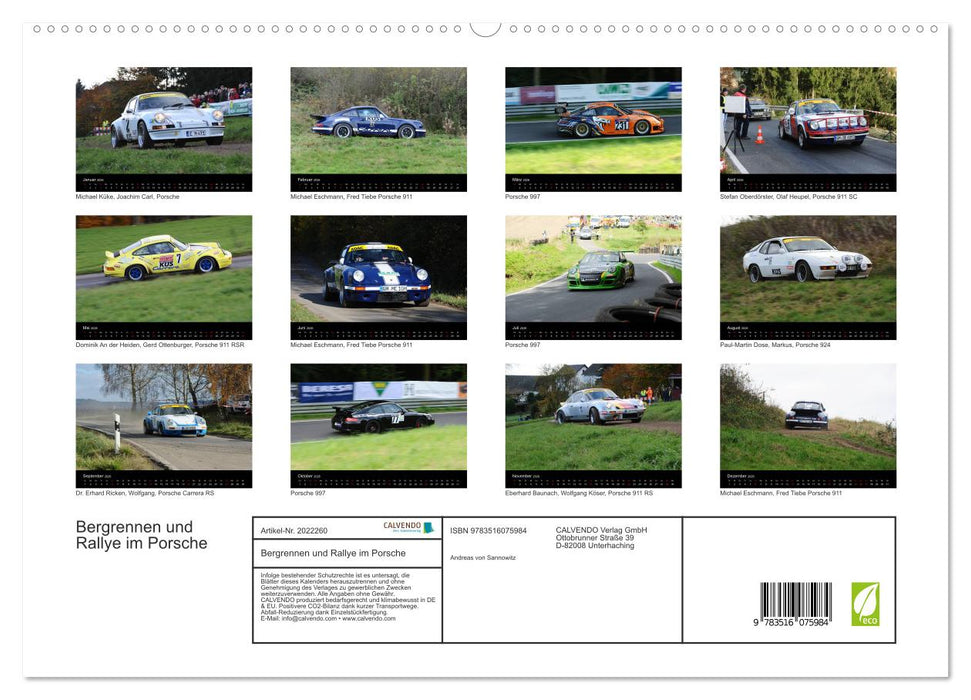 Bergrennen und Rallye im Porsche (CALVENDO Premium Wandkalender 2026)