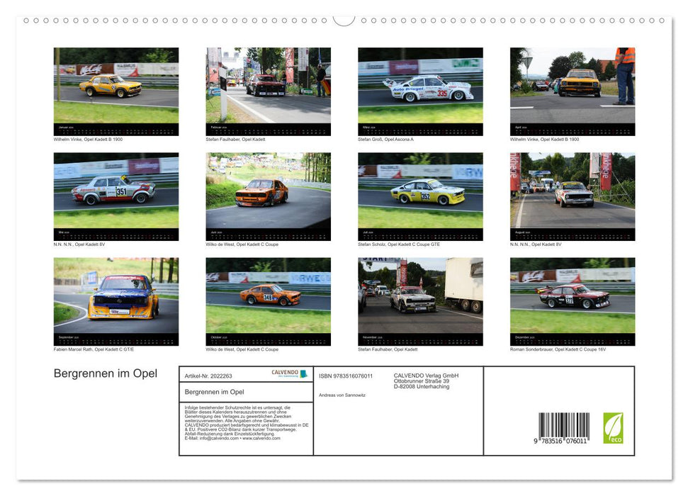 Bergrennen im Opel (CALVENDO Premium Wandkalender 2026)