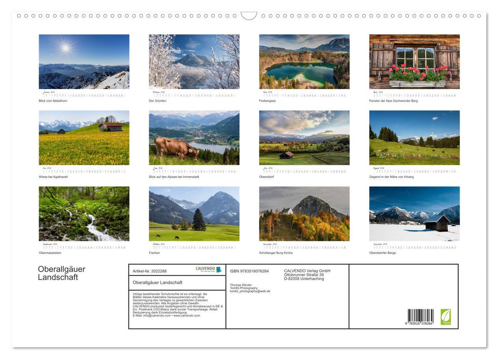 Oberallgäuer Landschaft (CALVENDO Wandkalender 2026)