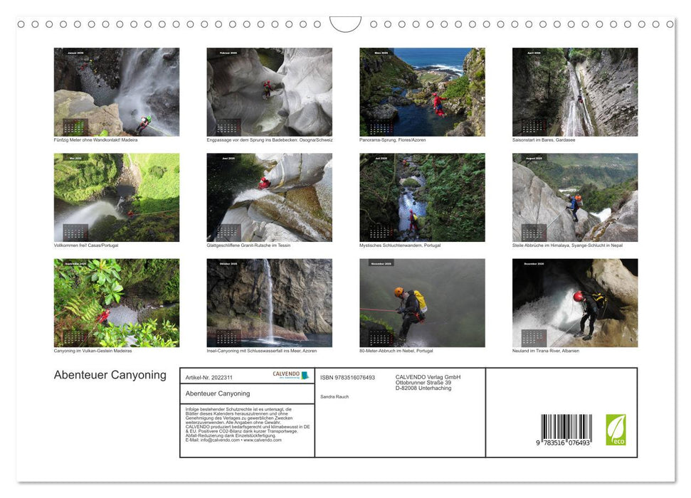 Abenteuer Canyoning (CALVENDO Wandkalender 2026)
