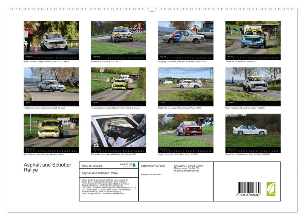 Asphalt und Schotter Rallye (CALVENDO Premium Wandkalender 2026)