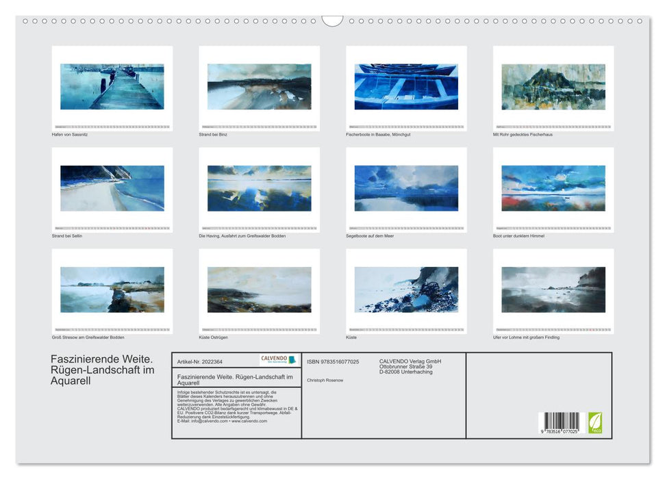 Faszinierende Weite. Rügen-Landschaft im Aquarell (CALVENDO Wandkalender 2026)
