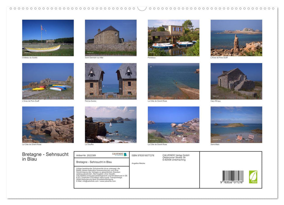 Bretagne - Sehnsucht in Blau (CALVENDO Premium Wandkalender 2026)