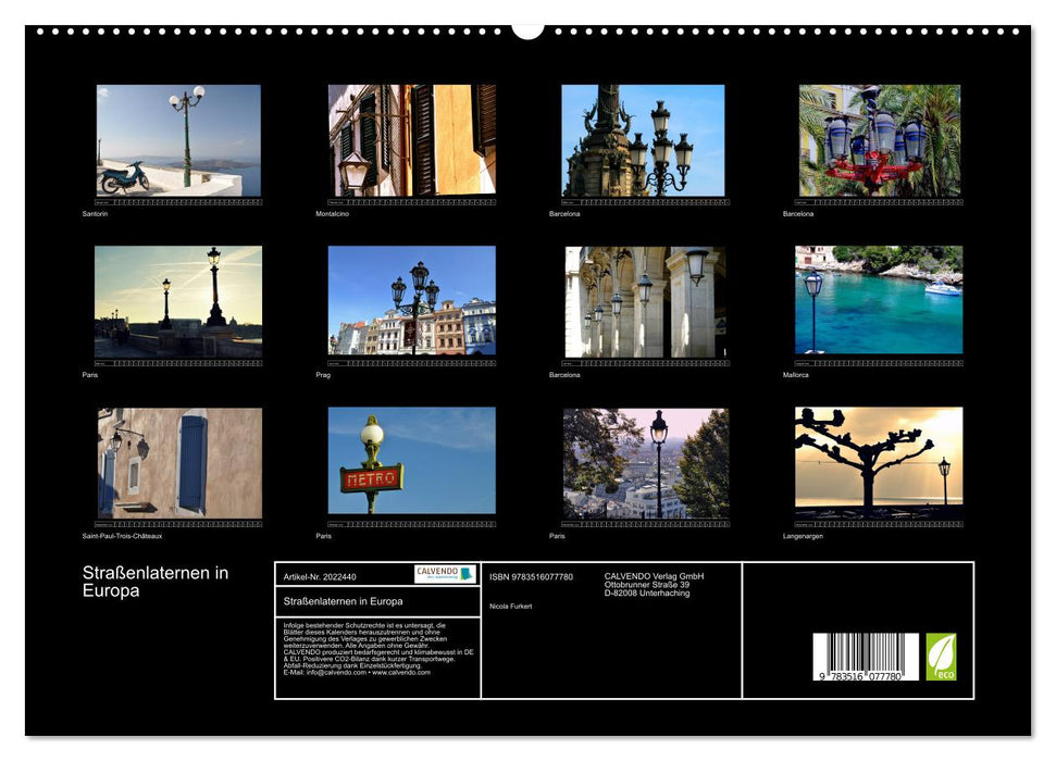 Straßenlaternen in Europa (CALVENDO Premium Wandkalender 2026)