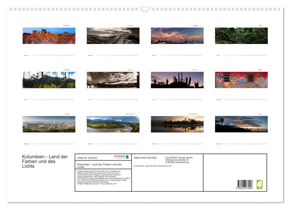 Kolumbien - Land der Farben und des Lichts (CALVENDO Wandkalender 2026)