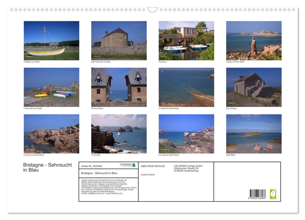 Bretagne - Sehnsucht in Blau (CALVENDO Wandkalender 2026)