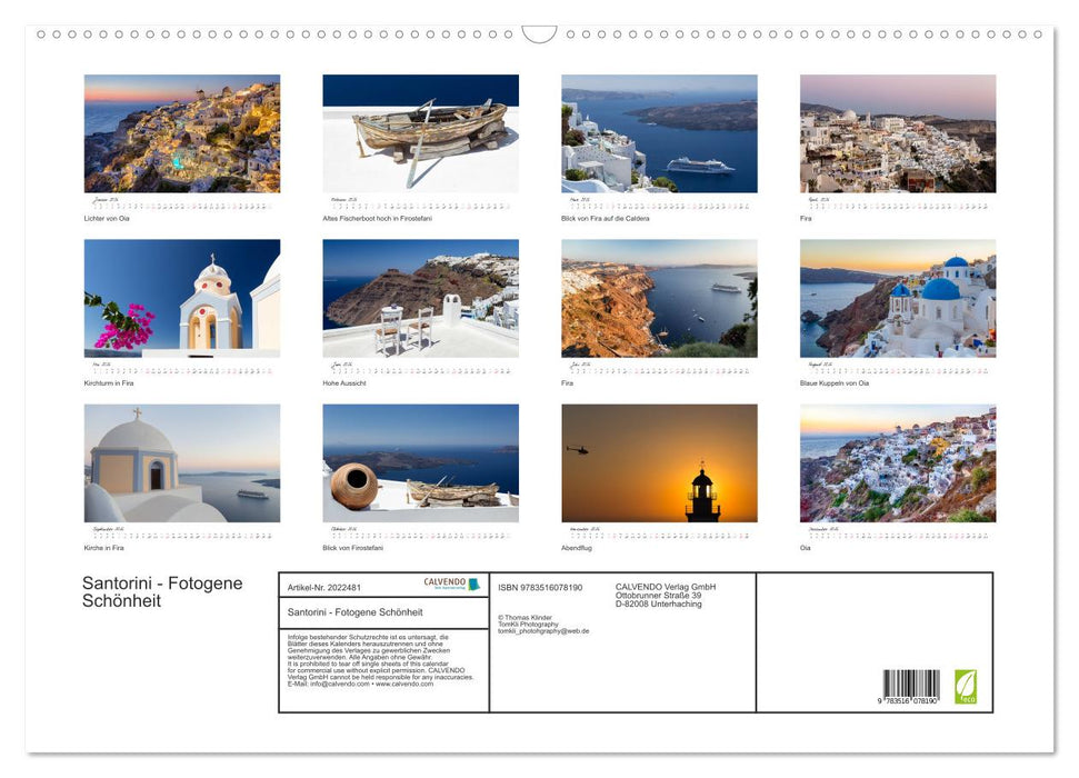 Santorini - Fotogene Schönheit (CALVENDO Wandkalender 2026)